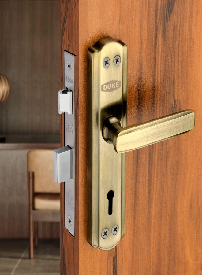 دوق طقم كامل من قفل نقر نحاسي عتيق من ديوك، مقاوم للصدأ والتآكل، مع مقبضين بطول 175 مم، وقفل نقر نحاسي، و3 مفاتيح مطلية بالكروم، ومسامير، ومحور للأبواب الرئيسية والغرف والفنادق. - Image 1